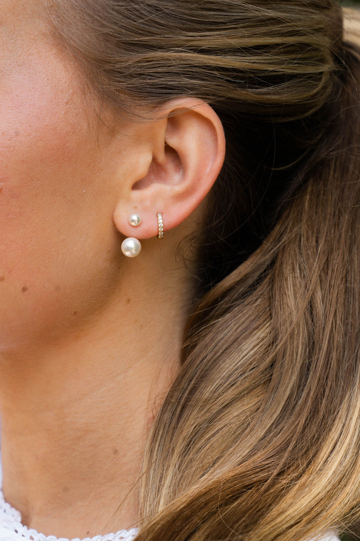 Double Freshwater Pearl J-Studs