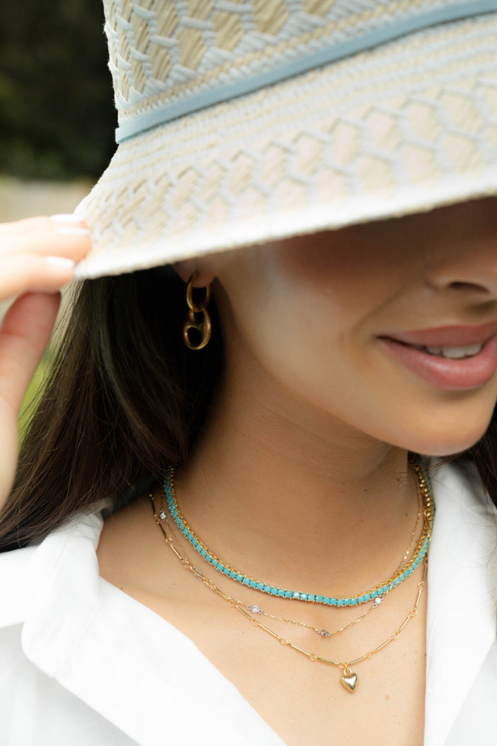 Puff Heart Chain Link Necklace