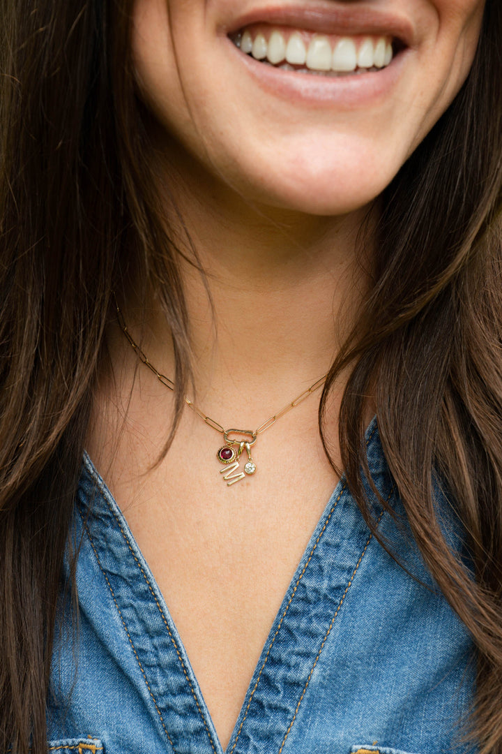 14K Beaded Cabochon Charm