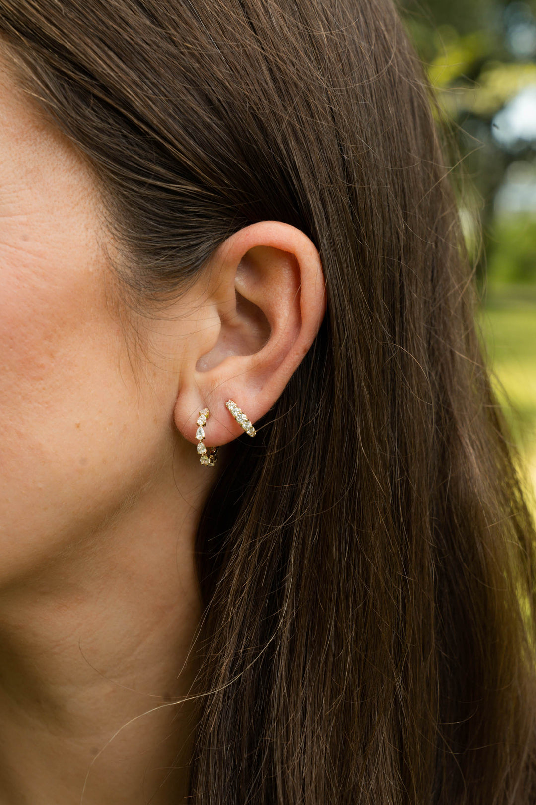14K 1/2 CTW Graduated Hoop Earrings