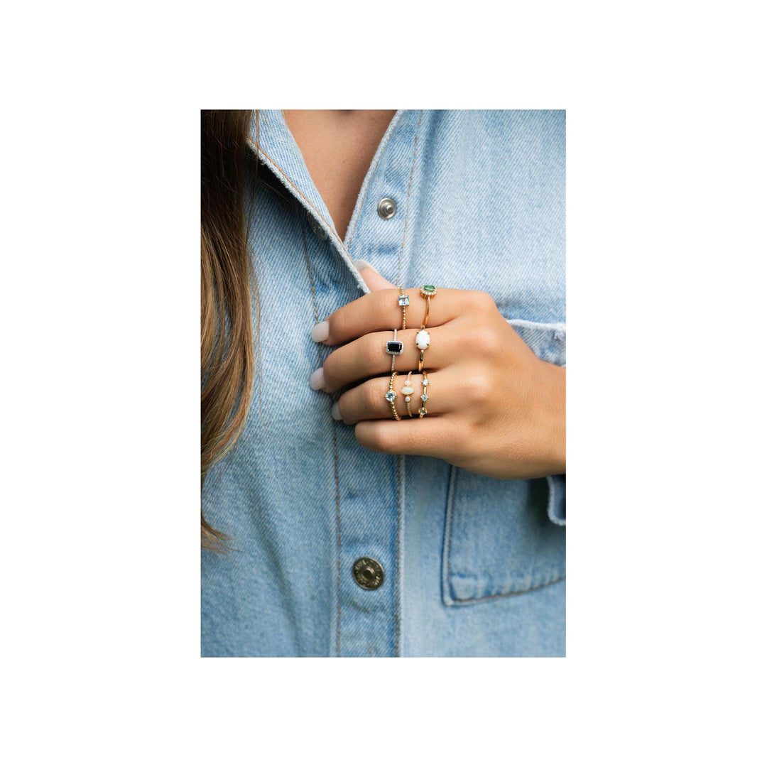14K Gemstone Oval Cabochon Ring