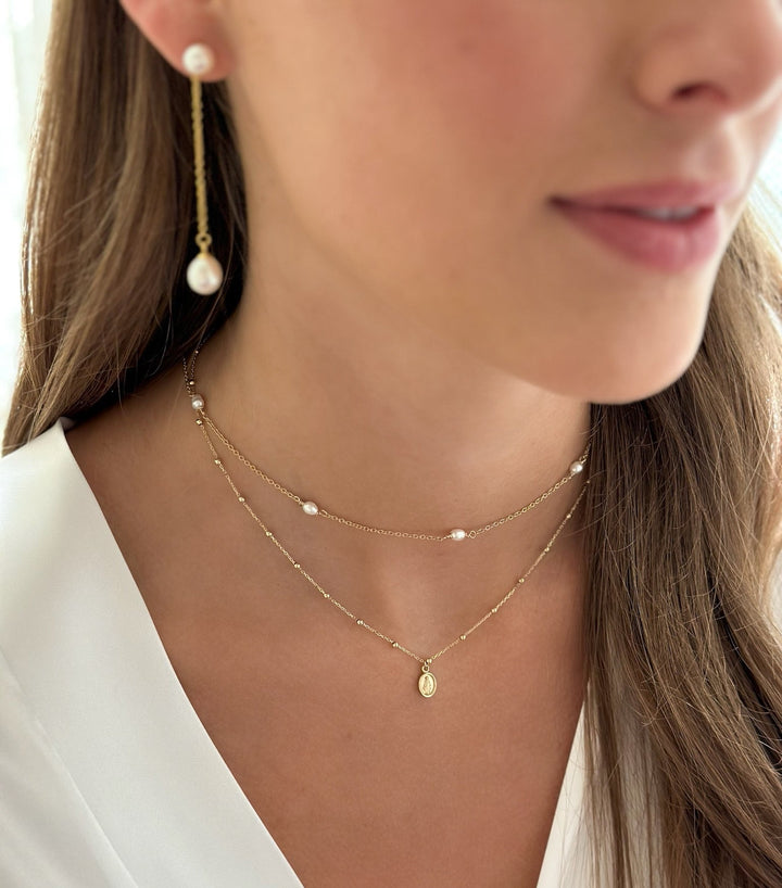 Dainty Pearl Station Necklace