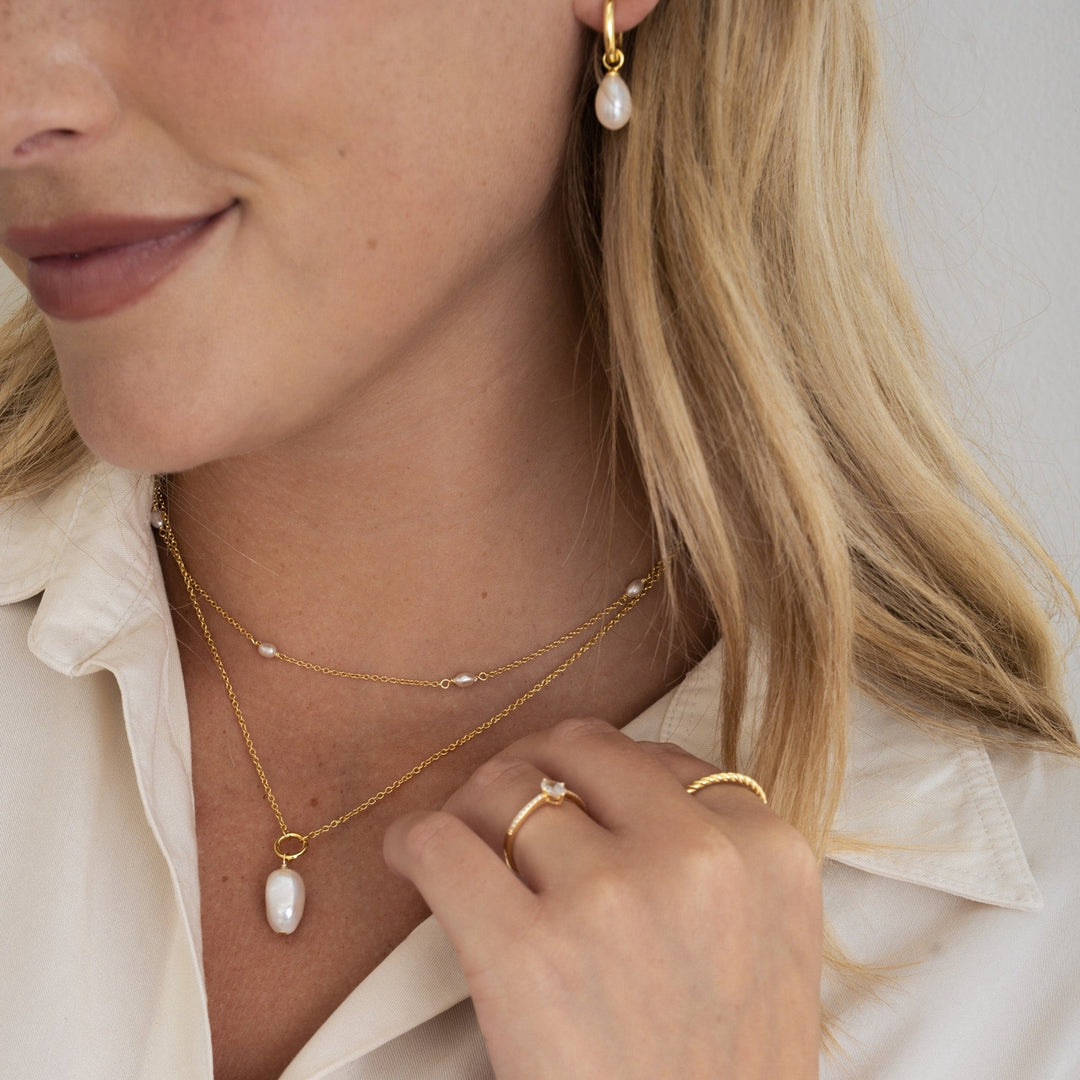 Dainty Pearl Station Necklace