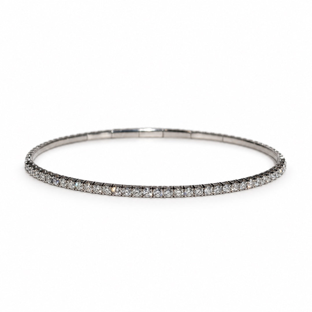 14K Diamond Half Eternity Flex Bangle