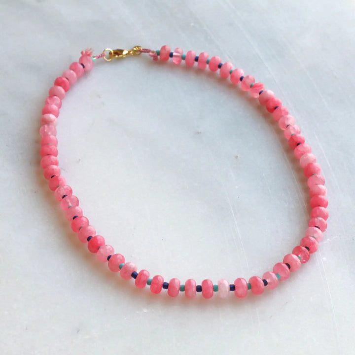 Desert Pink Beaded Necklace