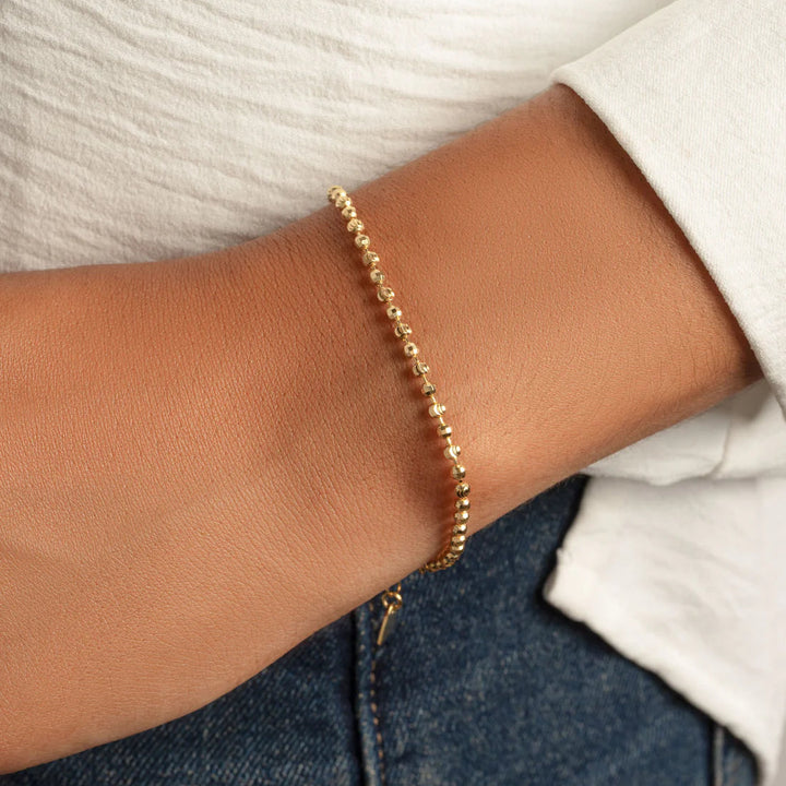 Diamond-Cut Beaded Chain Bracelet