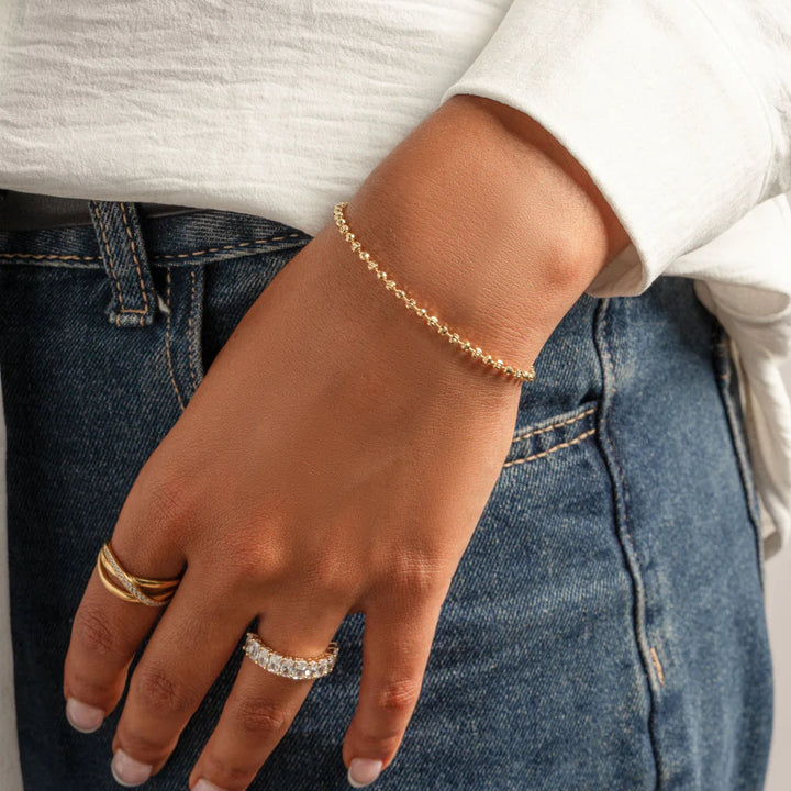 Diamond-Cut Beaded Chain Bracelet