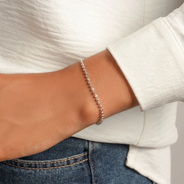 Diamond-Cut Beaded Chain Bracelet