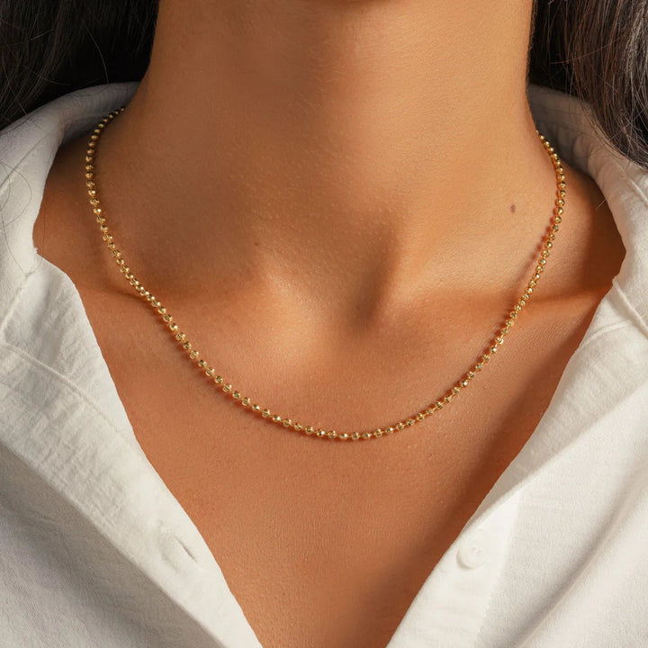 Diamond-Cut Beaded Chain Necklace