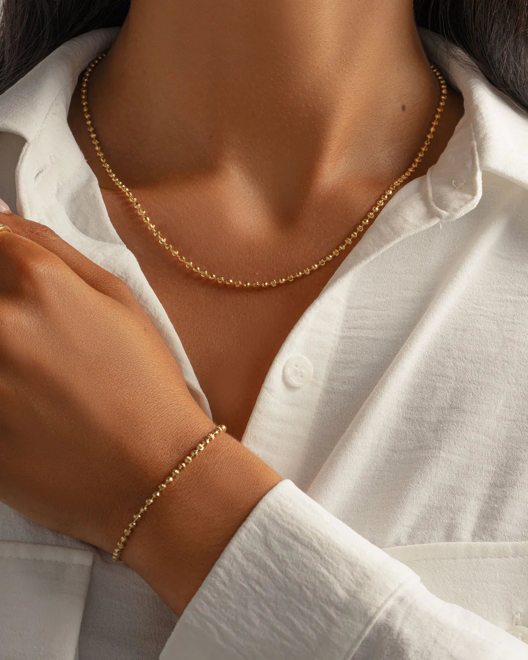 Diamond-Cut Beaded Chain Necklace