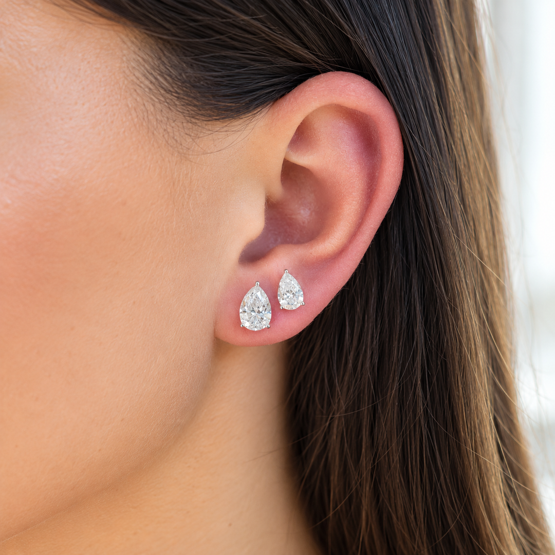 14K 3-Prong Lab-Grown Pear Martini Studs