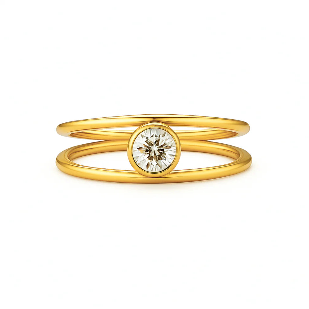 Double Layer Solitaire Ring