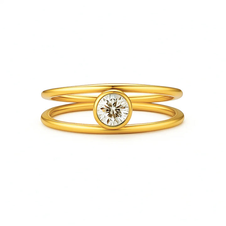 Double Layer Solitaire Ring