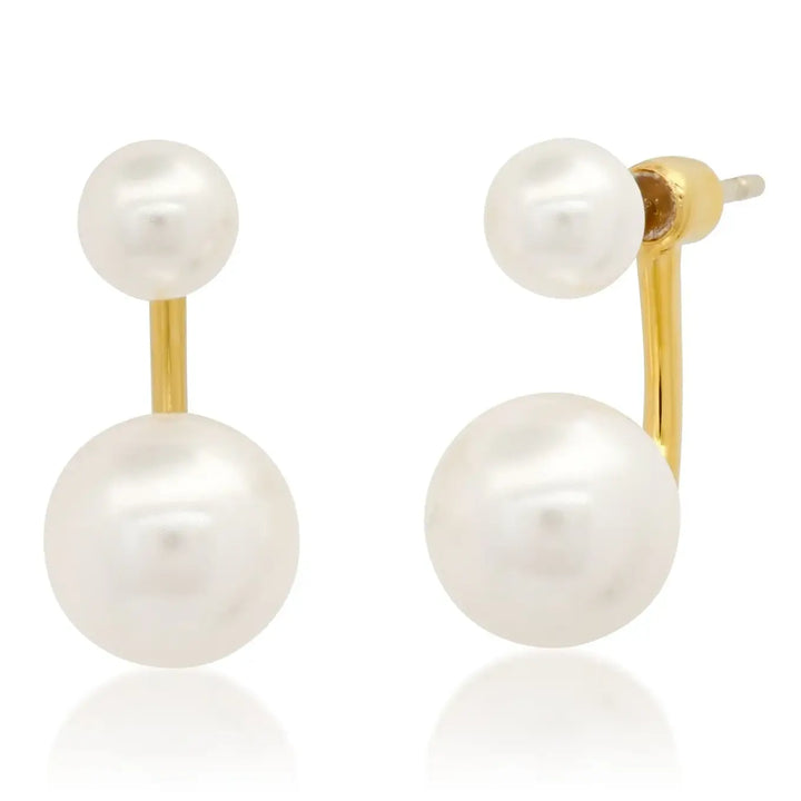 Double Freshwater Pearl J-Studs