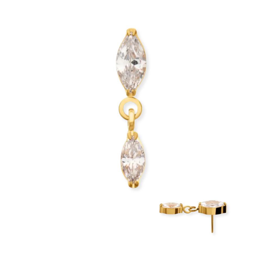 Double Marquise Dangle Flat Back Top