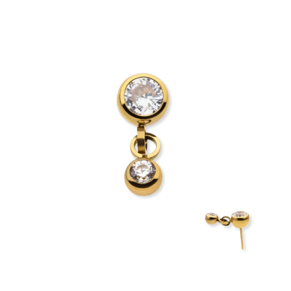 Double Bezel CZ Dangle Flat Back Stud