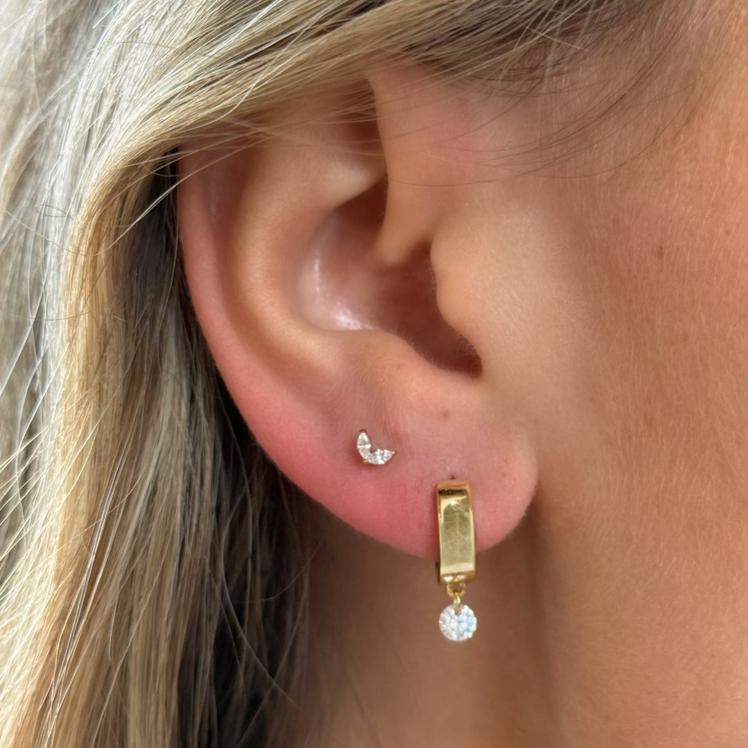 Duo Marquise Gold Flat Back Stud