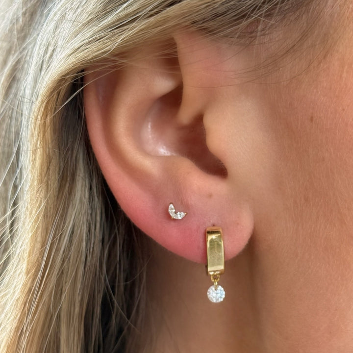 Duo Marquise Gold Flat Back Stud