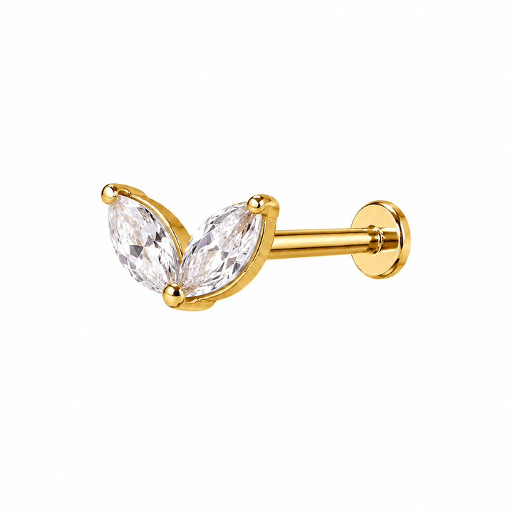 Duo Marquise Gold Flat Back Stud