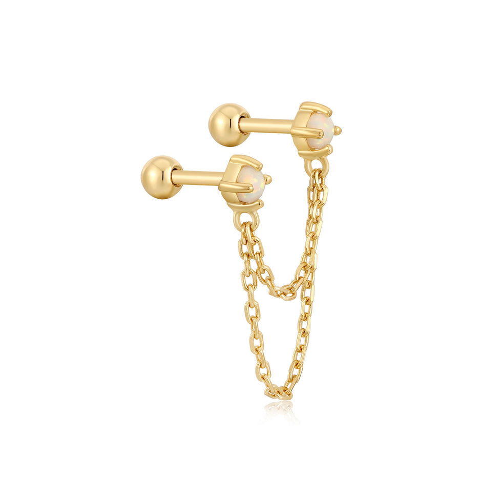 Kyoto Opal Drop Chain Double Barbell Stud