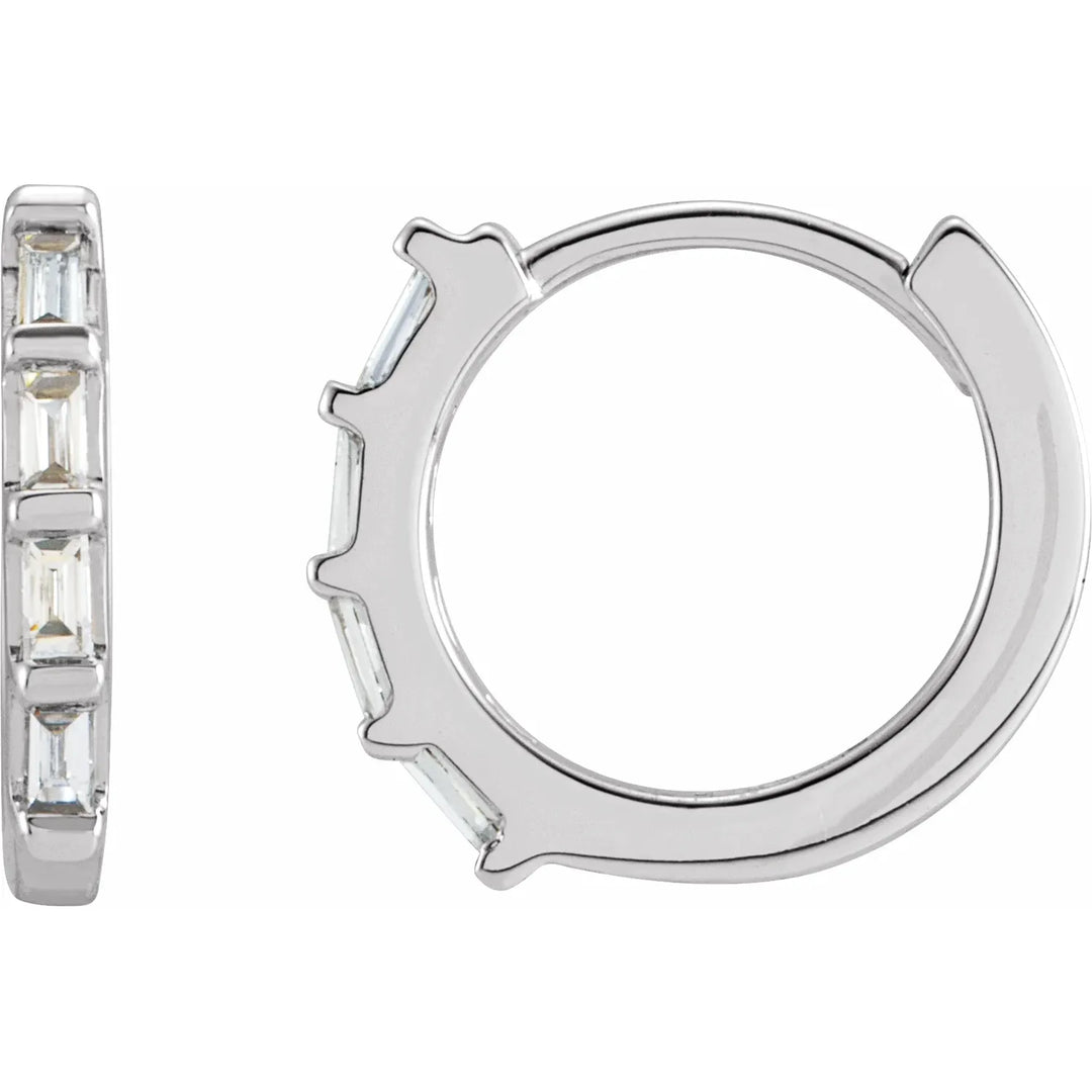 14K 1/10 CTW Natural Diamond Baguette Huggies