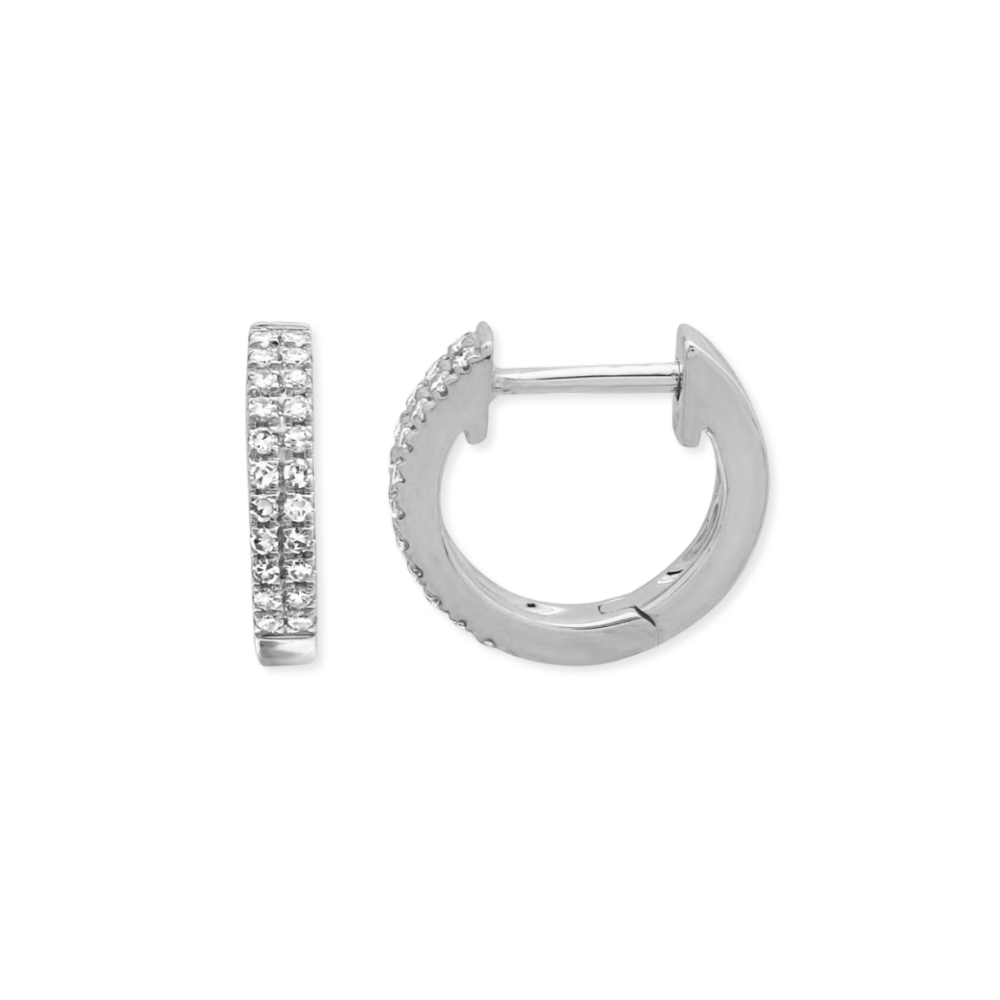 14K Double Row Diamond Huggies