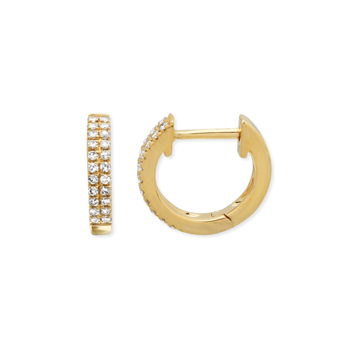 14K Double Row Diamond Huggies