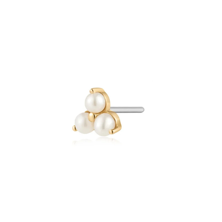 14K Pearl Trio Flat Back Stud