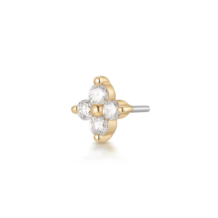 14K Lab Grown Diamond Flower Flat Back Stud