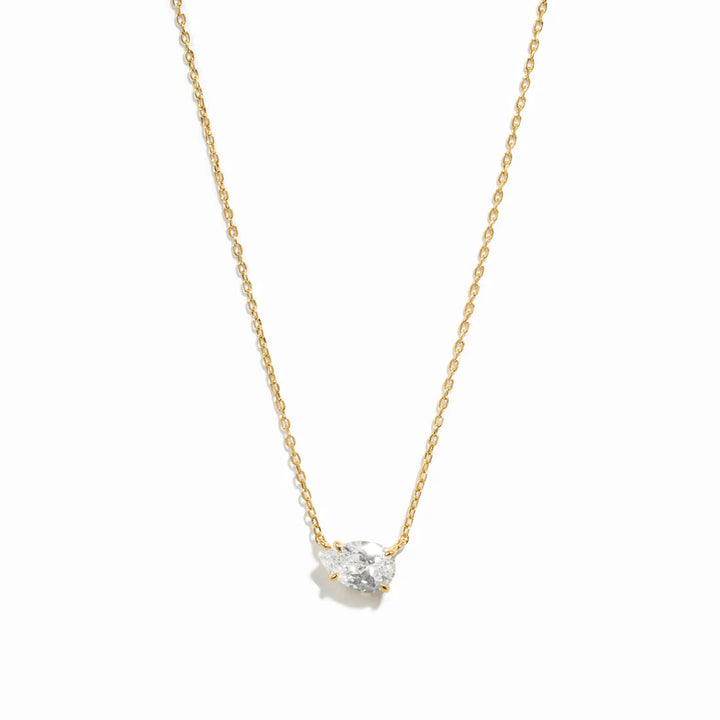 East-West Pear Solitaire Necklace