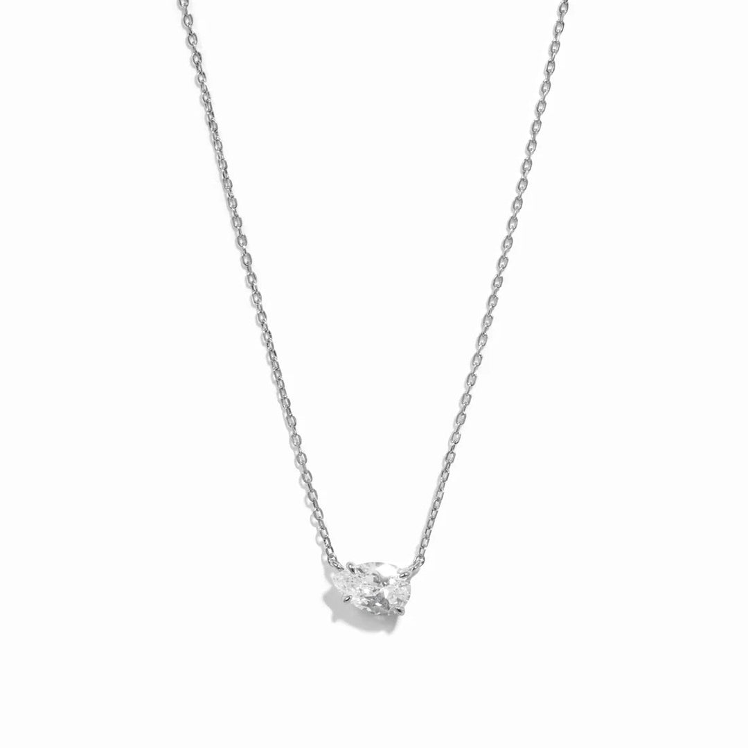 East-West Pear Solitaire Necklace