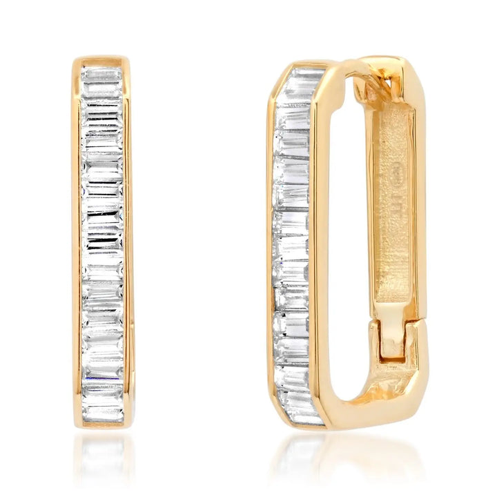 Elongated Oval Baguette Hoops