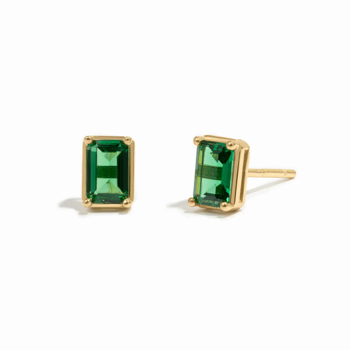 Emerald Baguette Studs