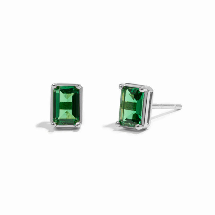 Emerald Baguette Studs