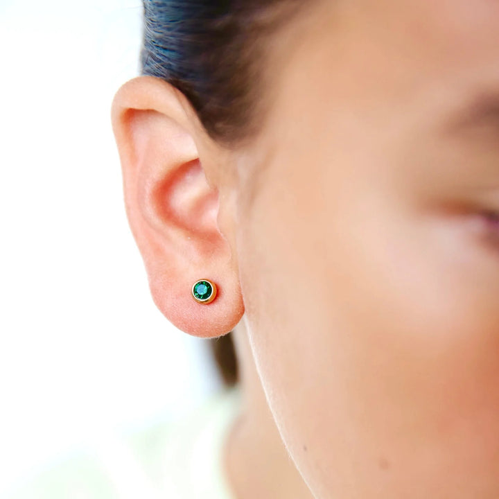 Emerald Bezel Studs