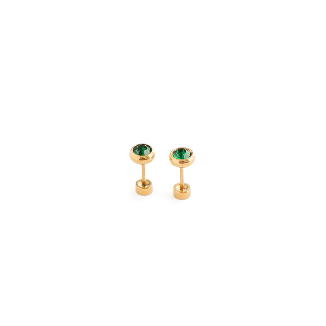 Emerald Bezel Studs