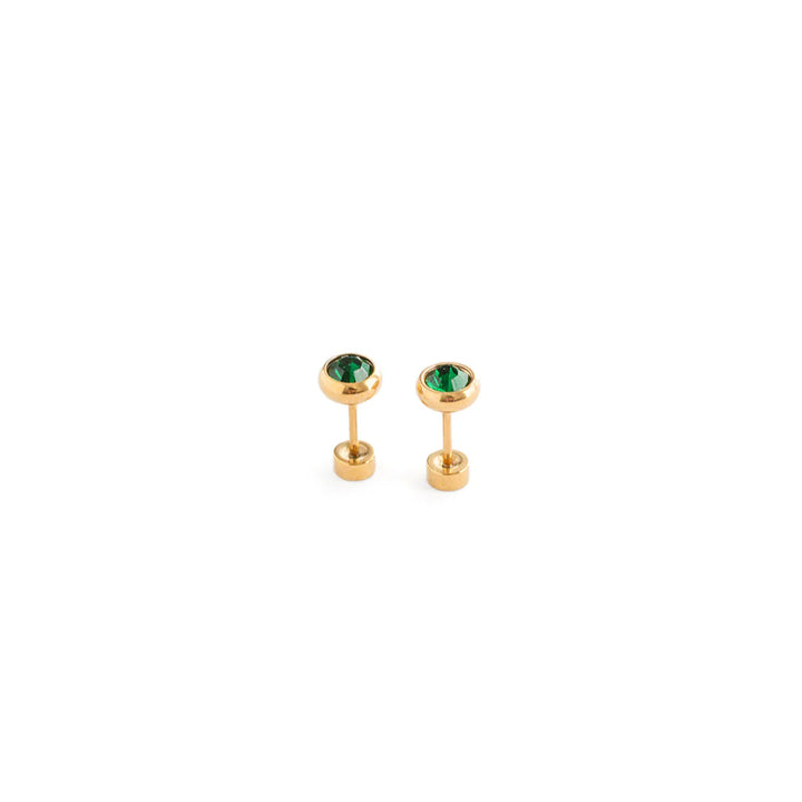 Emerald Bezel Studs