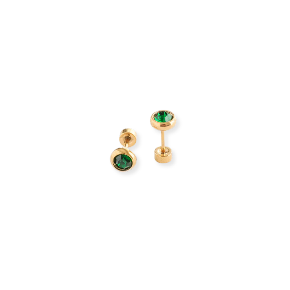 Emerald Bezel Studs