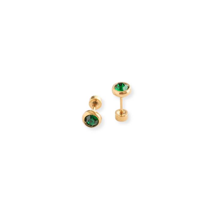 Emerald Bezel Studs