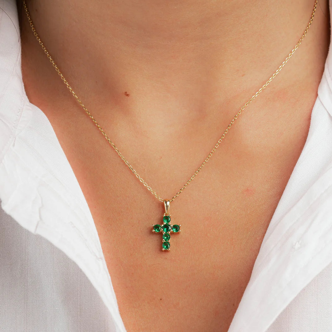 Emerald Cross Necklace