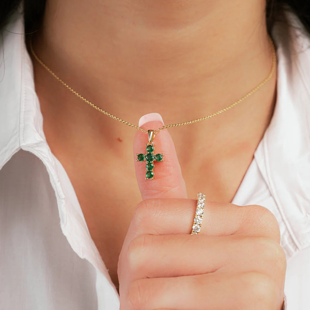 Emerald Cross Necklace