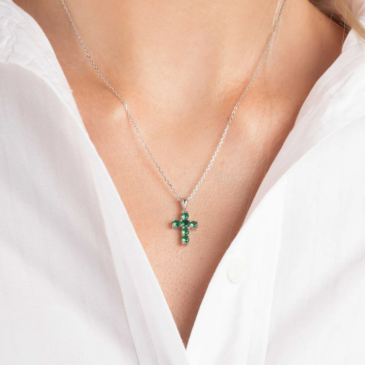Emerald Cross Necklace