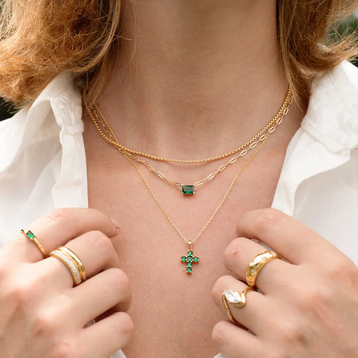 Emerald Cross Necklace