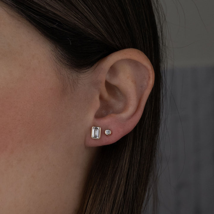 Emerald-Cut Bezel Studs