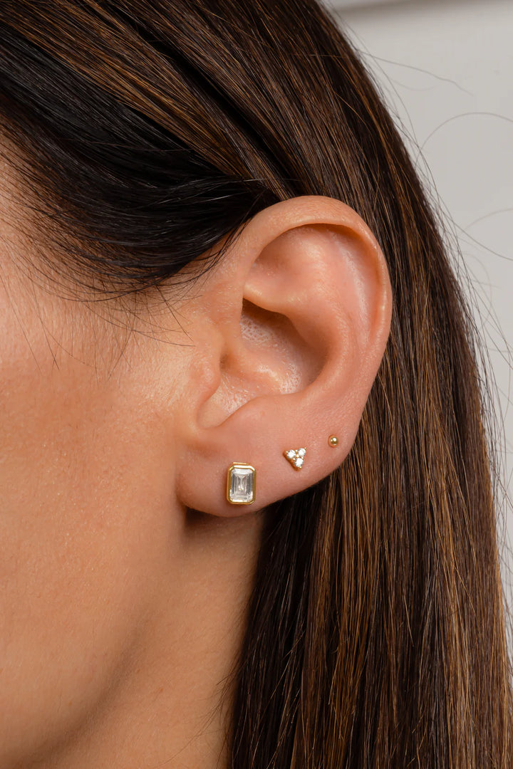 Emerald-Cut Bezel Studs