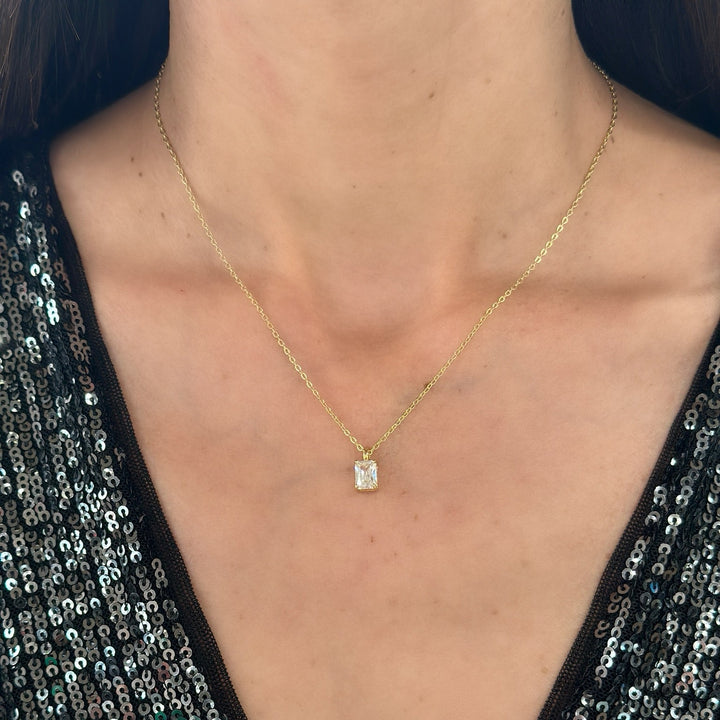 Emerald-Cut Solitaire Necklace