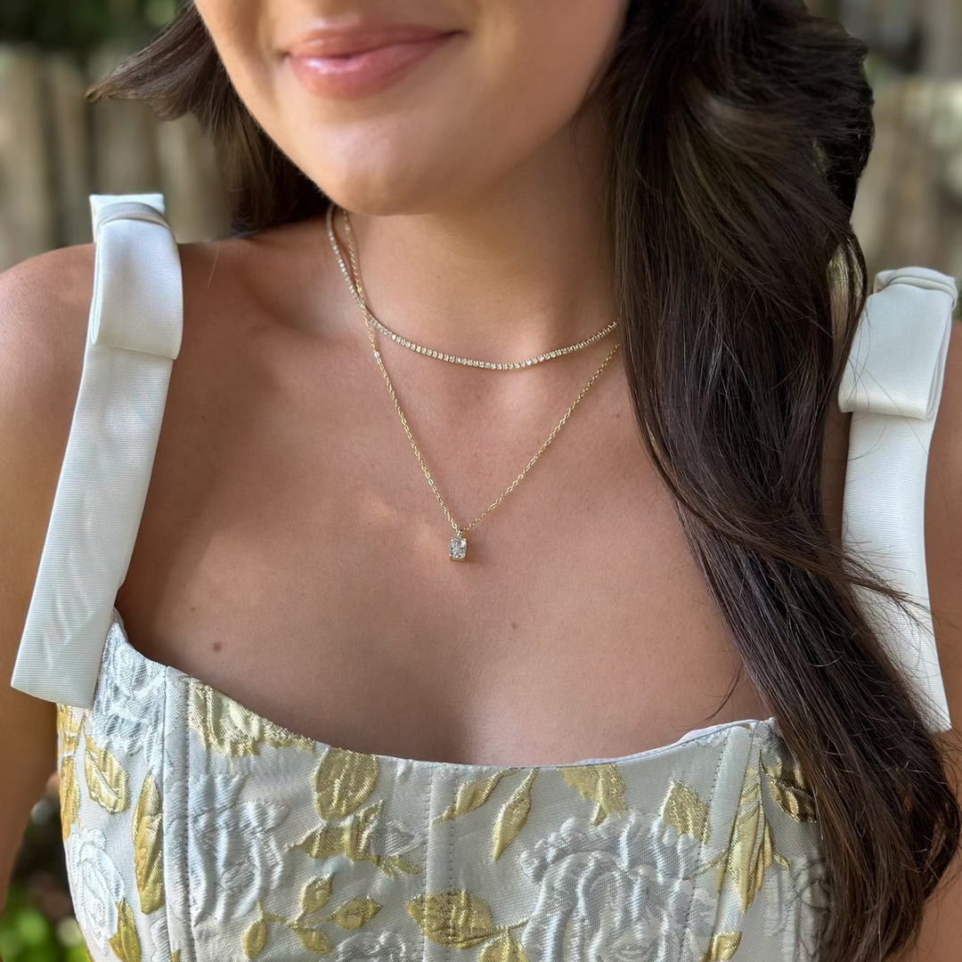 Emerald-Cut Solitaire Necklace