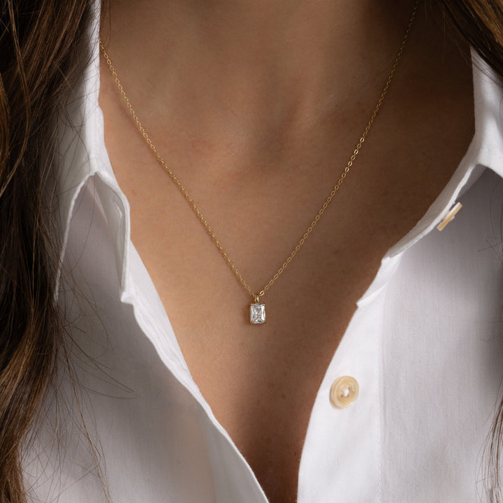 Emerald-Cut Solitaire Necklace