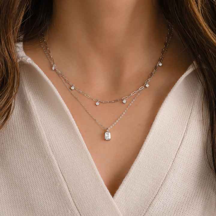 Emerald-Cut Solitaire Necklace