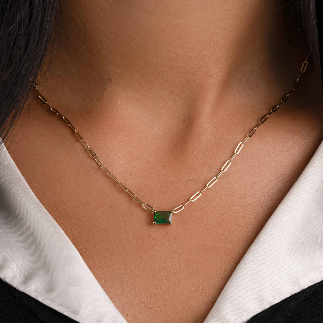 Emerald Paperclip Necklace
